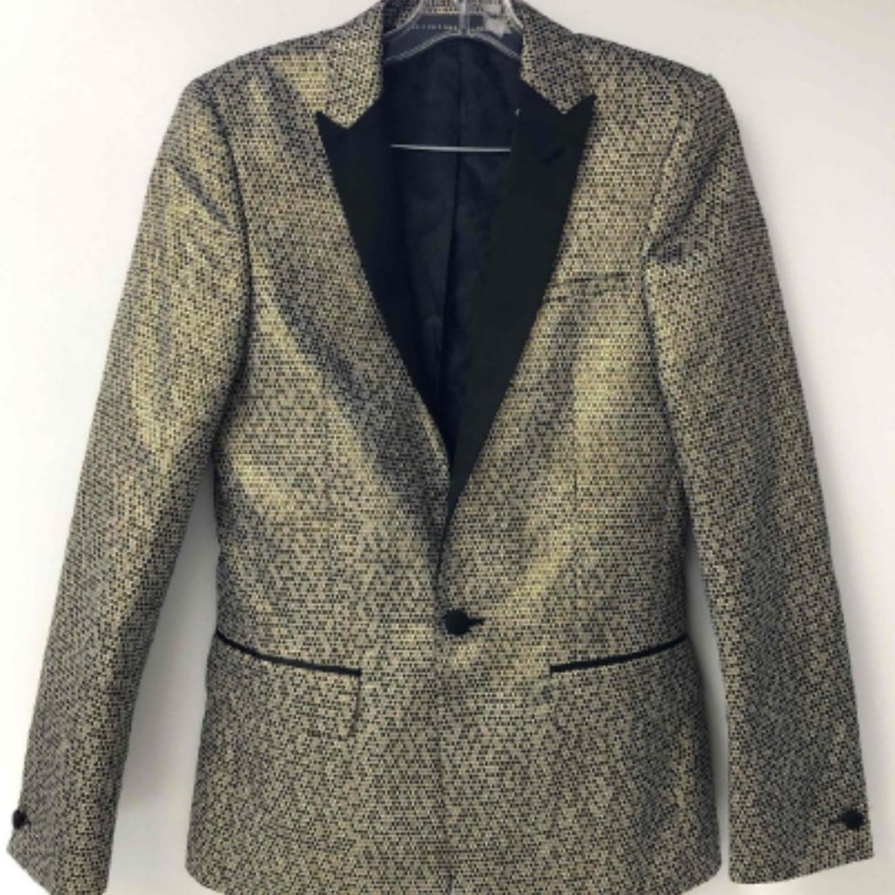 Asos Men's Gold and Black Skinny Blazer Sparkle size 34